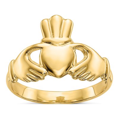 14K Yellow Gold Claddagh Ring