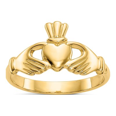 14K Yellow Gold Claddagh Ring