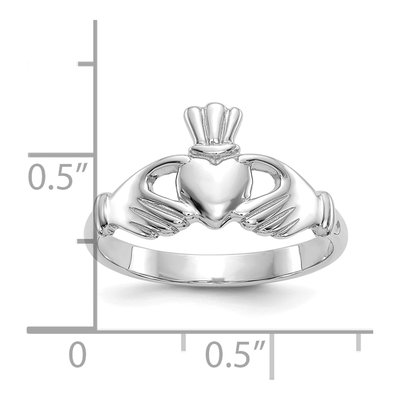 14K White Gold Claddagh Ring – view 6