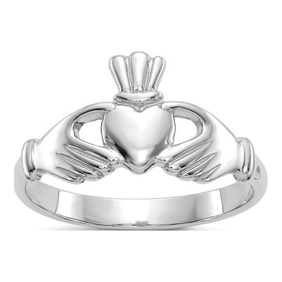 14K White Gold Claddagh Ring