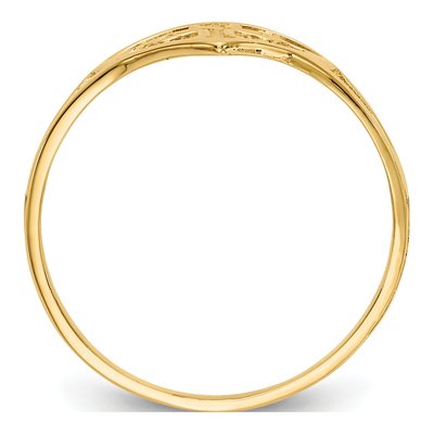 14K Yellow Gold Cross Heart Ring – view 3
