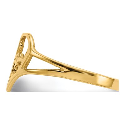 14K Yellow Gold Cross Heart Ring – view 5