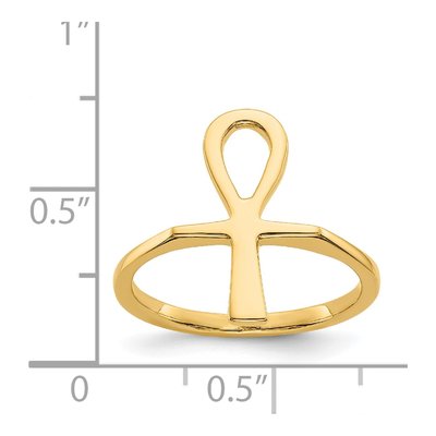 14K Yellow Gold Ankh Egyptian Cross Ring – view 4