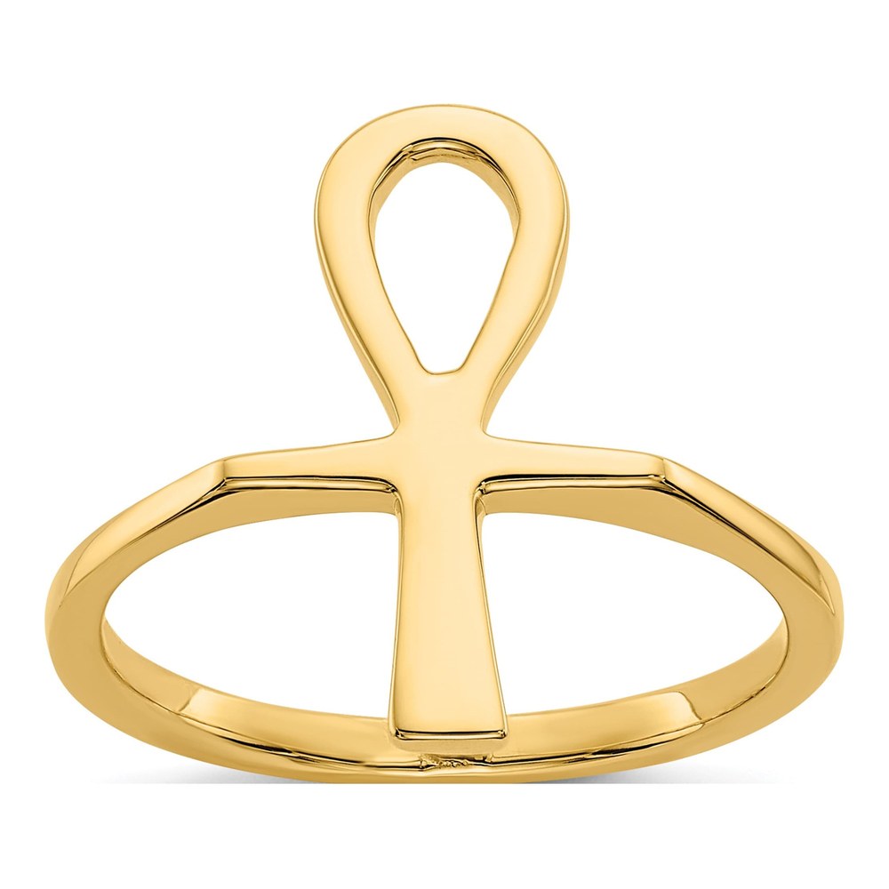 14K Yellow Gold Ankh Egyptian Cross Ring