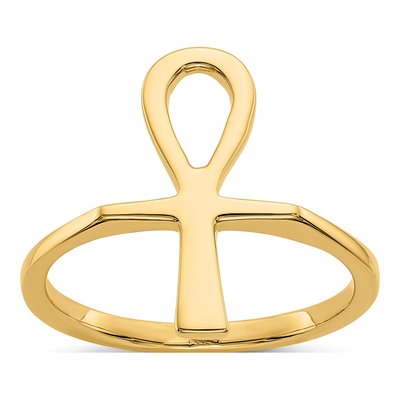 14K Yellow Gold Ankh Egyptian Cross Ring