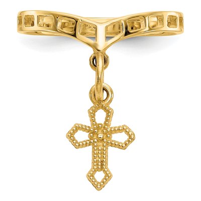 14K Yellow Gold Cross Dangle Ring – view 6
