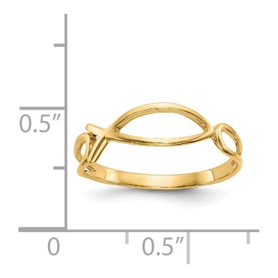 14K Yellow Gold Ichthus Fish Ring – view 4