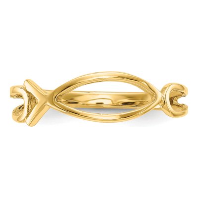 14K Yellow Gold Ichthus Fish Ring – view 6
