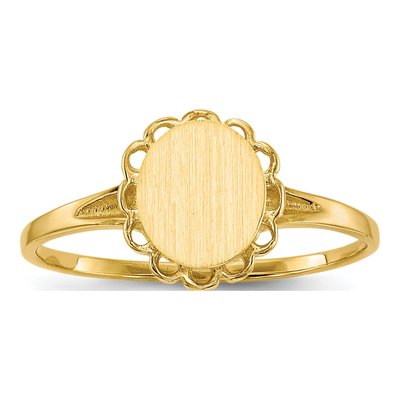 14K Yellow Gold Oval Signet Ring