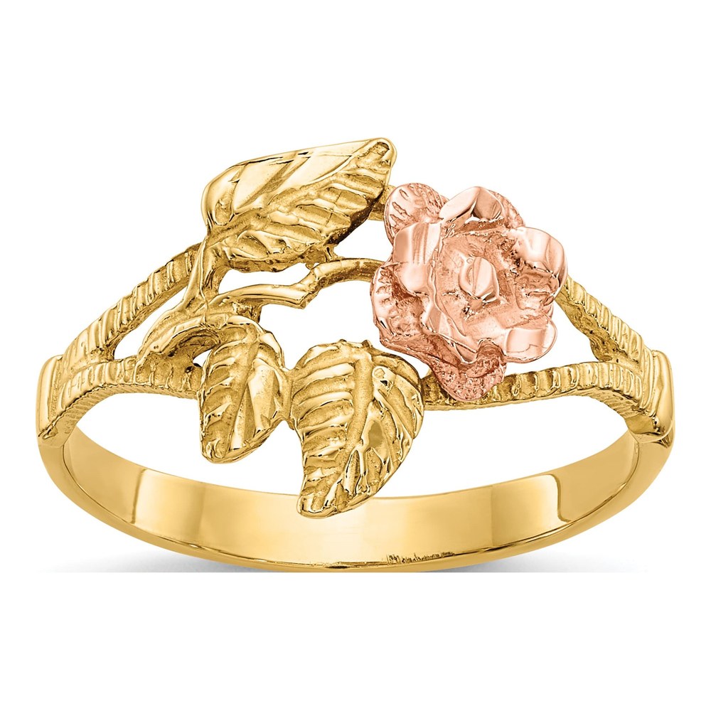 14K Two-Tone Gold Diamond-Cut Ring