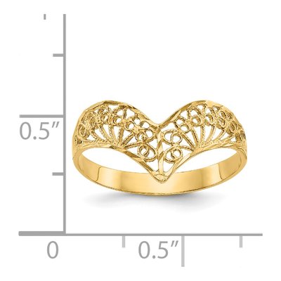 14K Yellow Gold Filigree V-Shape Ring – view 4