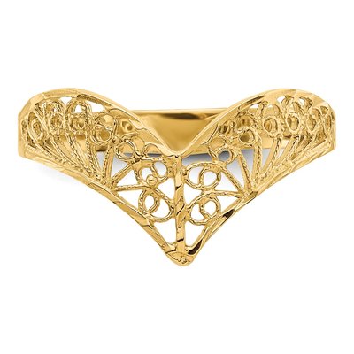 14K Yellow Gold Filigree V-Shape Ring – view 6
