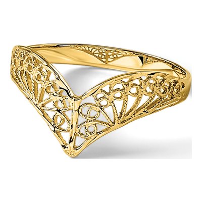 14K Yellow Gold Filigree V-Shape Ring – view 8