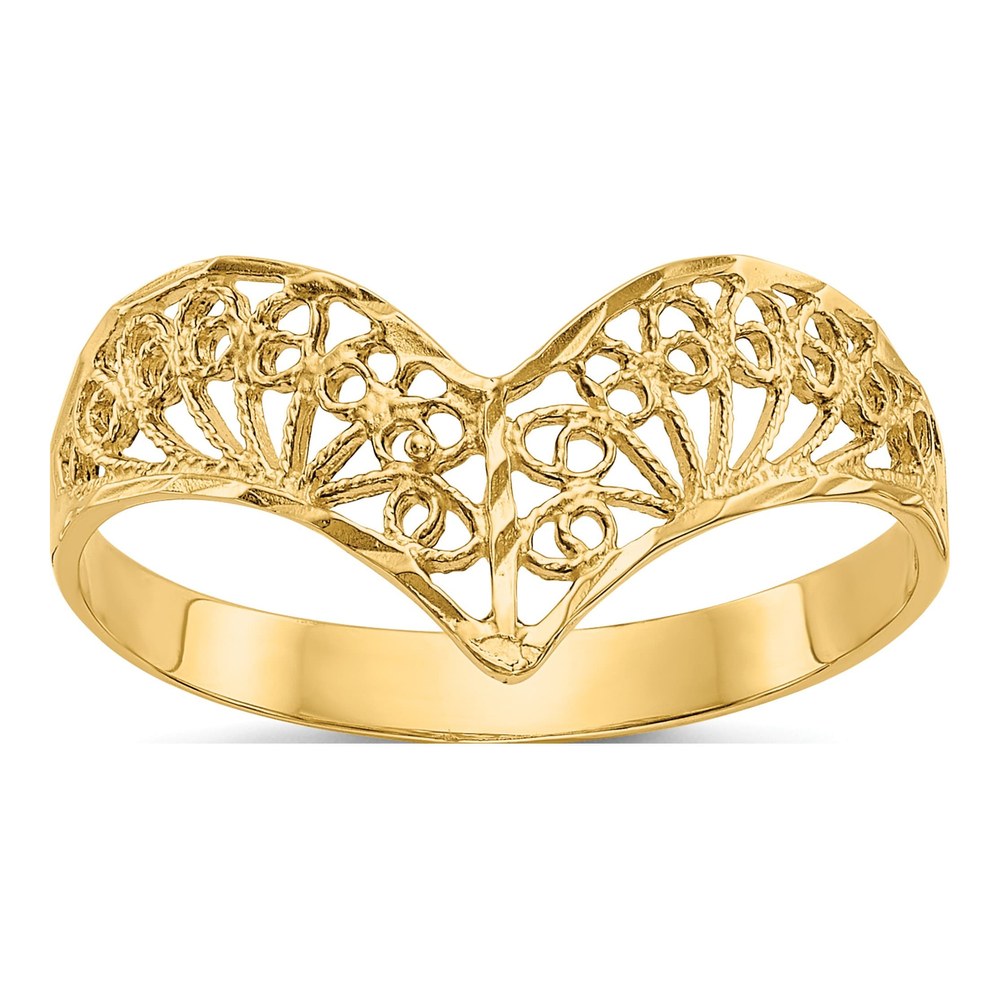 14K Yellow Gold Filigree V-Shape Ring
