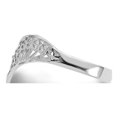 14K White Gold Diamond-Cut Filigree V-Ring – view 2