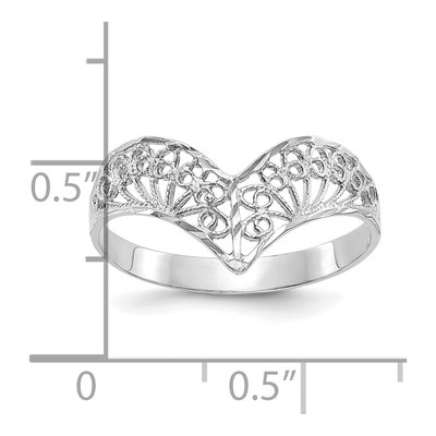 14K White Gold Diamond-Cut Filigree V-Ring – view 4