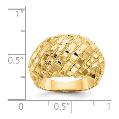 14K Yellow Gold Diamond-Cut Dome Ring – view 4