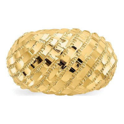 14K Yellow Gold Diamond-Cut Dome Ring – view 6
