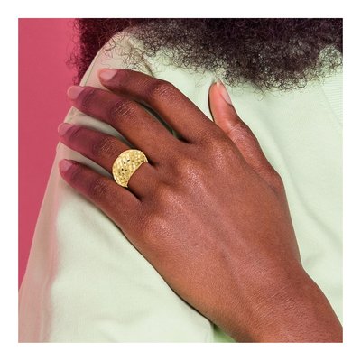 14K Yellow Gold Diamond-Cut Dome Ring – view 7