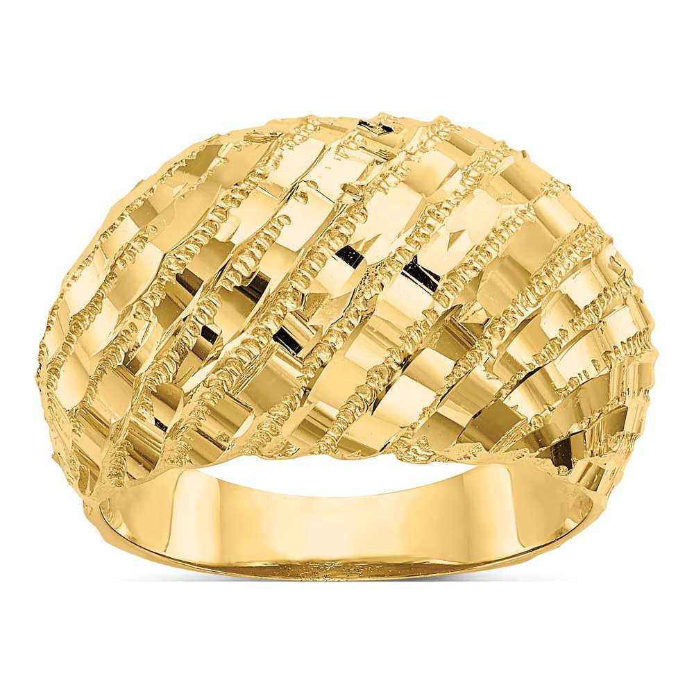 14K Yellow Gold Diamond-Cut Dome Ring