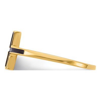 14K Yellow Gold Antiqued Sideways Cross Ring – view 3