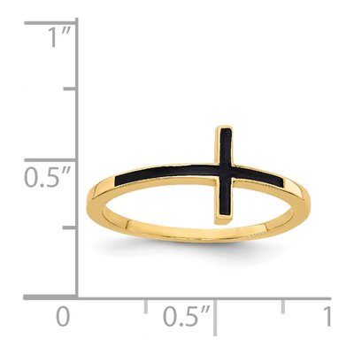 14K Yellow Gold Antiqued Sideways Cross Ring – view 5