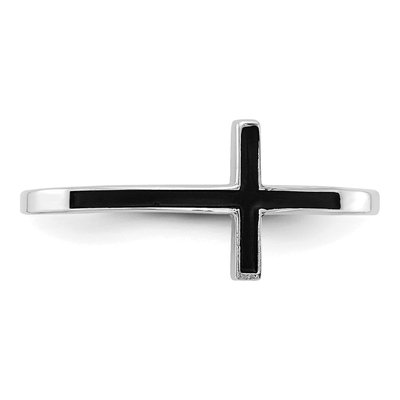 14K White Gold Antiqued Sideways Cross Ring – view 5