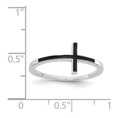 14K White Gold Antiqued Sideways Cross Ring – view 6