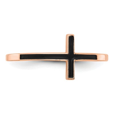 14K Rose Gold Sideways Cross Ring – view 5