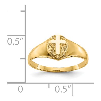 14K Yellow Gold Cross for Baby Child Ring – view 4