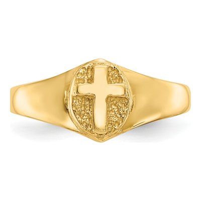 14K Yellow Gold Cross for Baby Child Ring – view 6
