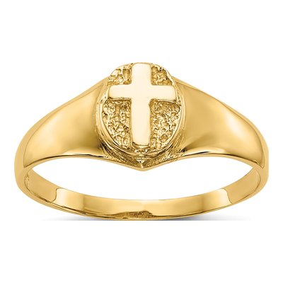 14K Yellow Gold Cross for Baby Child Ring