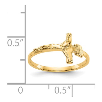 14K Yellow Gold Crucifix Baby Ring – view 4