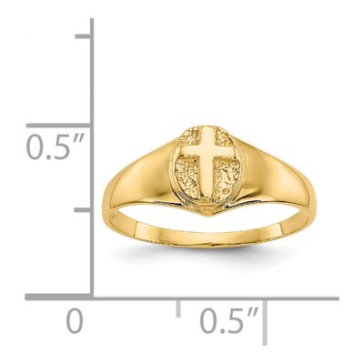 14K Yellow Gold Cross for Baby Child Ring – view 4