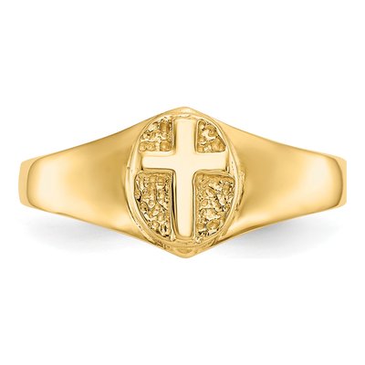 14K Yellow Gold Cross for Baby Child Ring – view 6