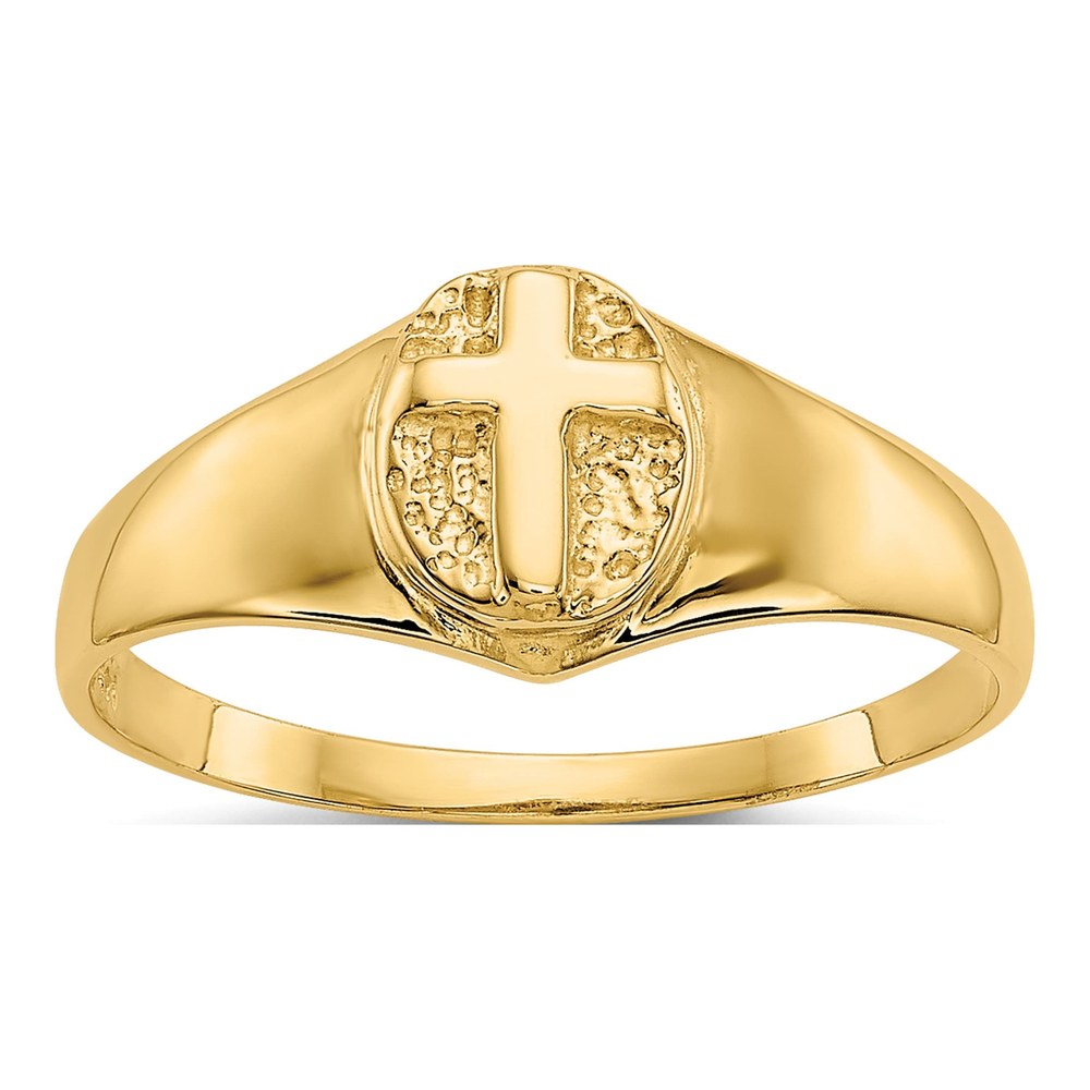 14K Yellow Gold Cross for Baby Child Ring