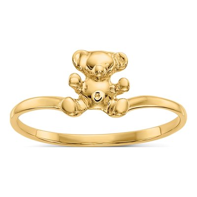 14K Yellow Gold Teddy Bear Baby Ring