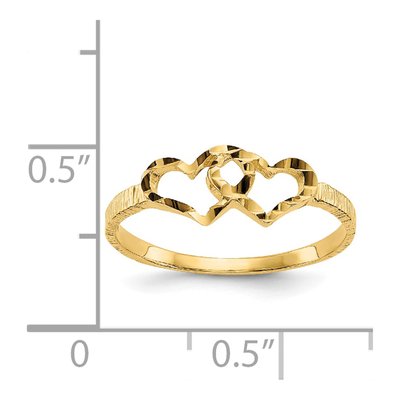 14K Yellow Gold Two Hearts Baby Ring – view 4