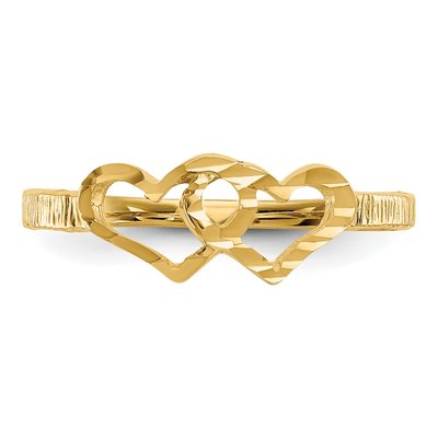 14K Yellow Gold Two Hearts Baby Ring – view 6
