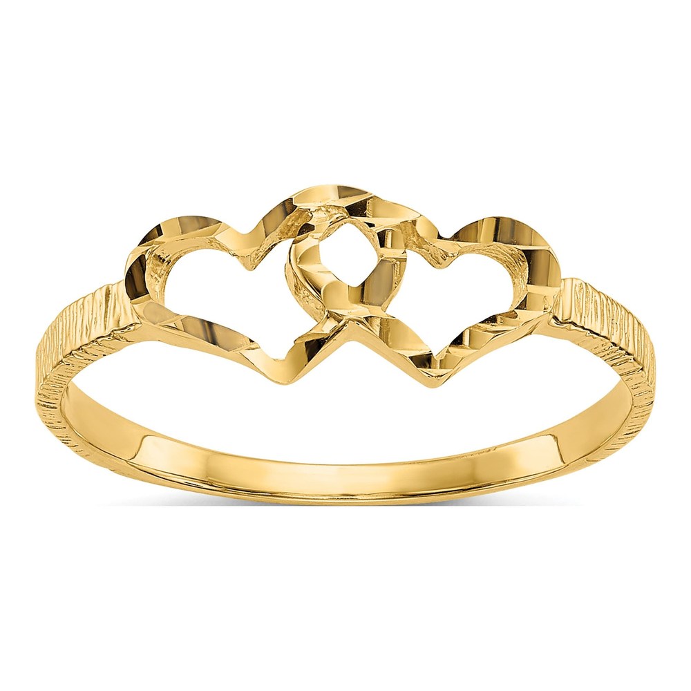14K Yellow Gold Two Hearts Baby Ring