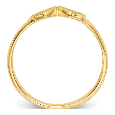 14K Yellow Gold Kids' Double Heart Signet Ring – view 3