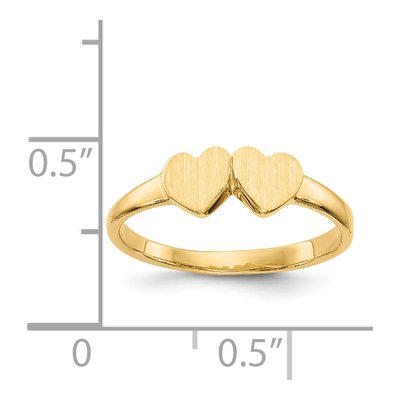 14K Yellow Gold Kids' Double Heart Signet Ring – view 4