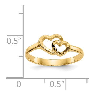 14K Yellow Gold Two Hearts Baby Ring – view 4