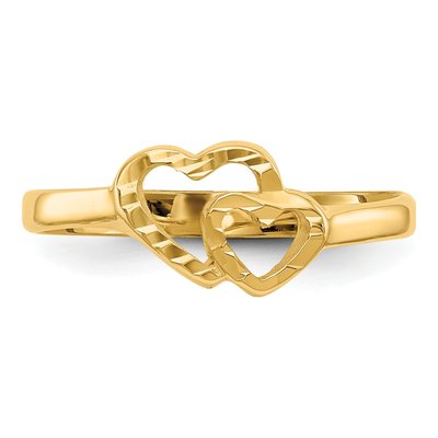 14K Yellow Gold Two Hearts Baby Ring – view 6
