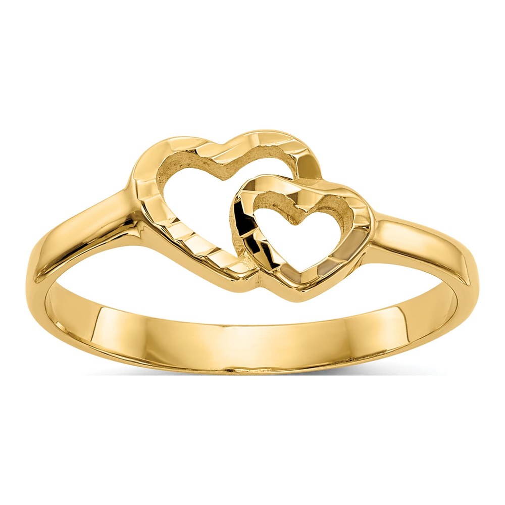 14K Yellow Gold Two Hearts Baby Ring