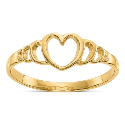 14K Yellow Gold Heart Baby Ring