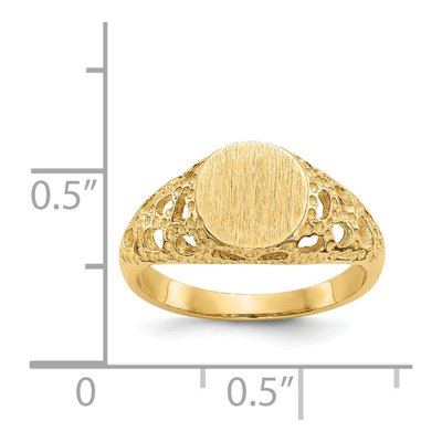 14K Yellow Gold Kids' Filigree Signet Ring – view 4