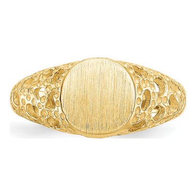 14K Yellow Gold Kids' Filigree Signet Ring – view 6