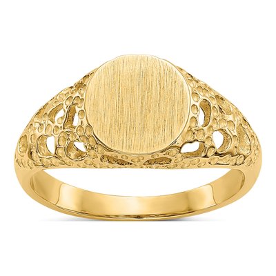 14K Yellow Gold Kids' Filigree Signet Ring