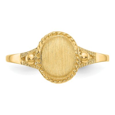 14K Yellow Gold Kids' Oval Signet Ring – view 6